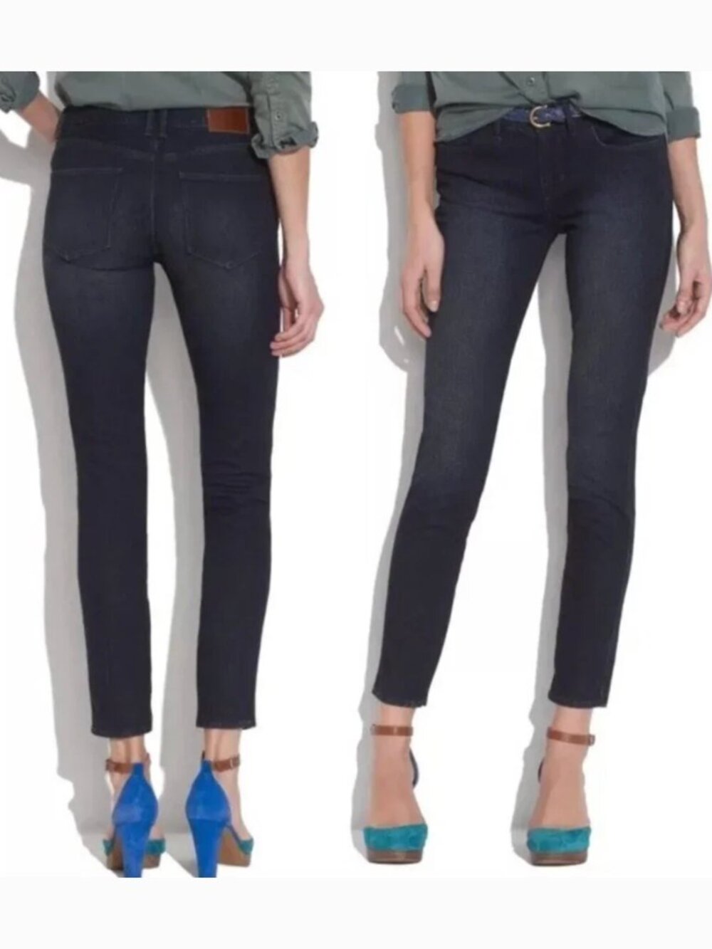 MADEWELL Skinny Skinny Ankle Jeans Dark Wash Mid Rise Waist Cropped Crop 27 W27